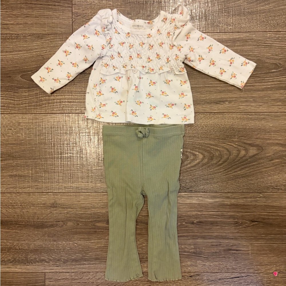 Sage Green Ribbed Baby Leggings Set